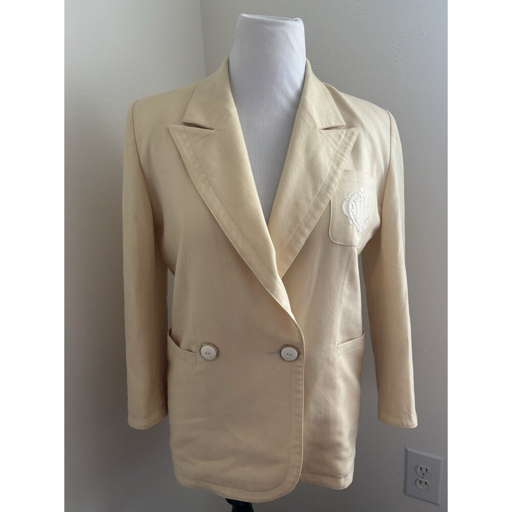 VINTAGE Rare Christian Dior Logo Women Fashion Blazer Coat/Jacket Yellow Size M